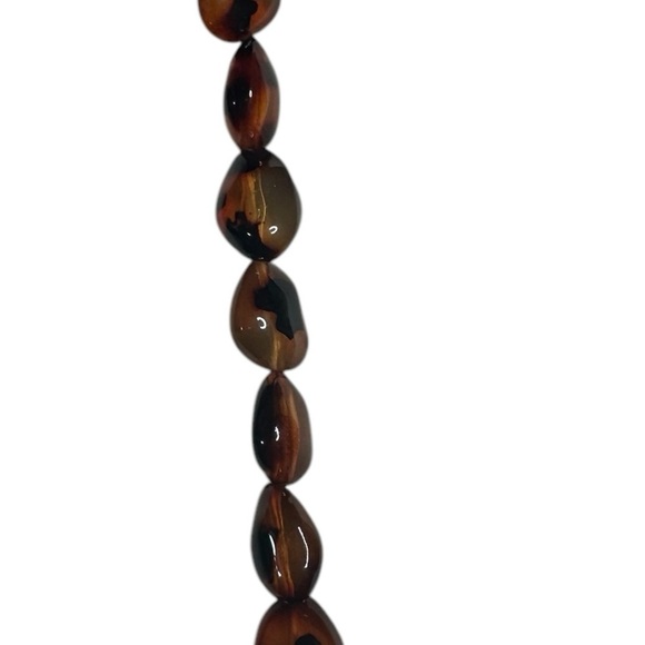 Vintage Tortoise Amber Long Beaded Necklace 16” - Picture 4 of 4